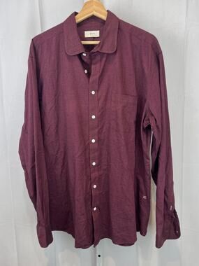 RYE 51 Small Batch Long Sleeve Button Front Shirt Cotton Wine Purple Red Size XL
